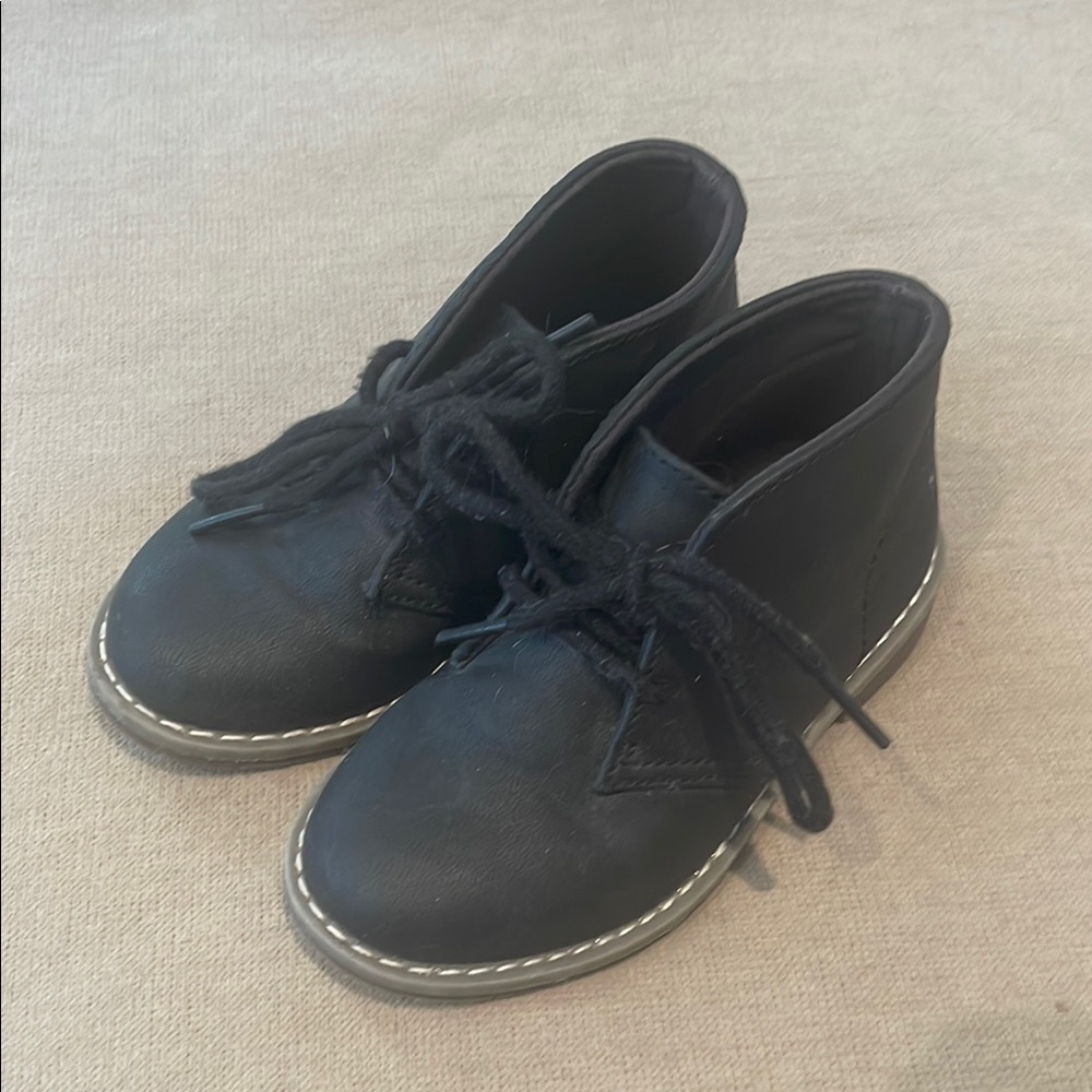 Kids Black Lace-Up Shoes